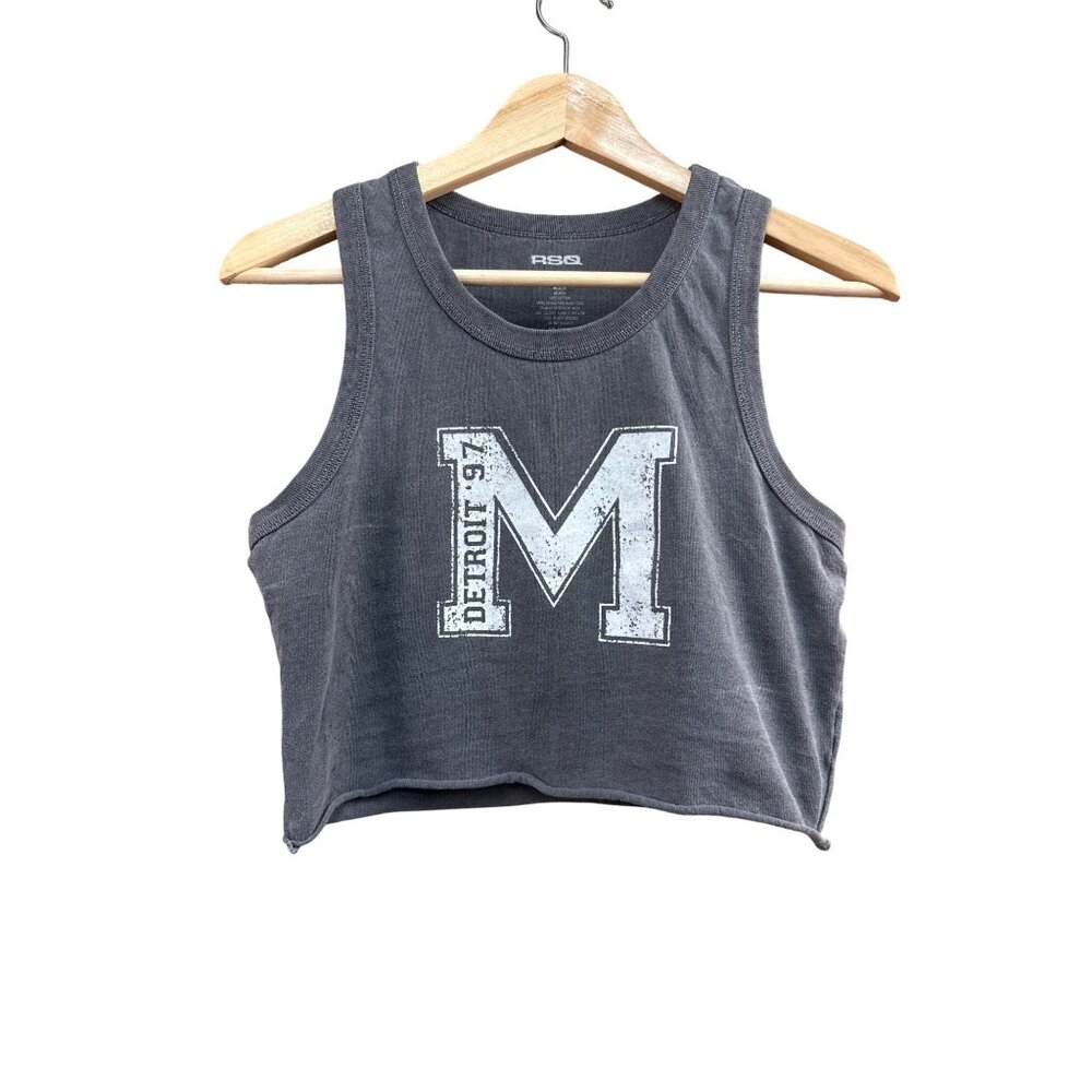 Detroit 97 Graphic Michigan Cropped Tank Top L